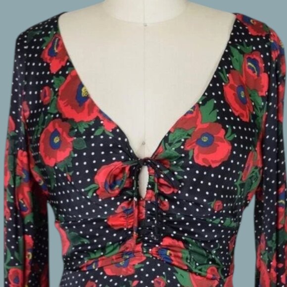 FREE PEOPLE MORNING LIGHT FLORAL PRINT AND POLKA DOT MINI DRESS - Picture 4 of 9